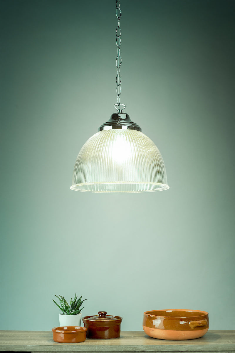 Edna Ribbed Glass Pendant