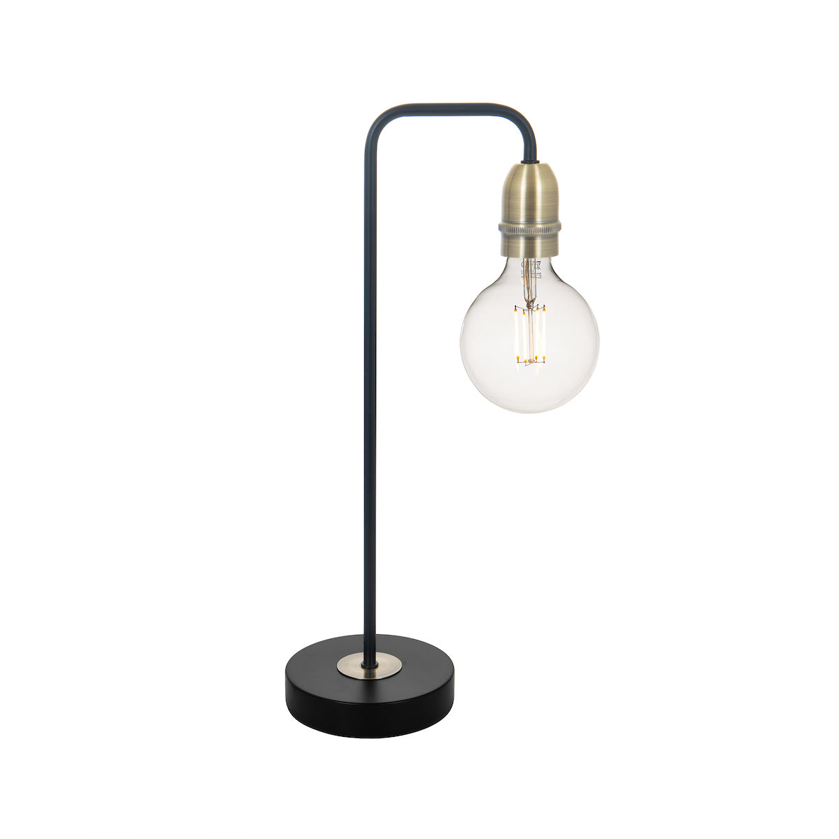 Kiefer table lamp in black with brass accents